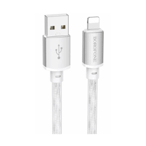 USB kabal BOROFONE BX95 Vivid silicone charging data cable 1m, 2,4A, iPhone/lightning silver