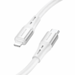 USB kabal BOROFONE BX88 Solid PD silicone charging data cable 1m, 20W for iPhone/lightning white