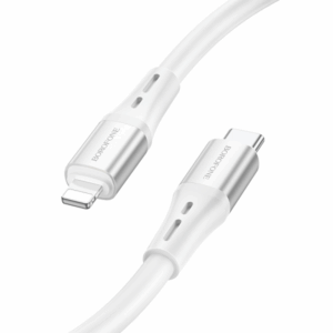 USB kabal BOROFONE BX88 Solid PD silicone charging data cable 1m, 20W for iPhone/lightning white