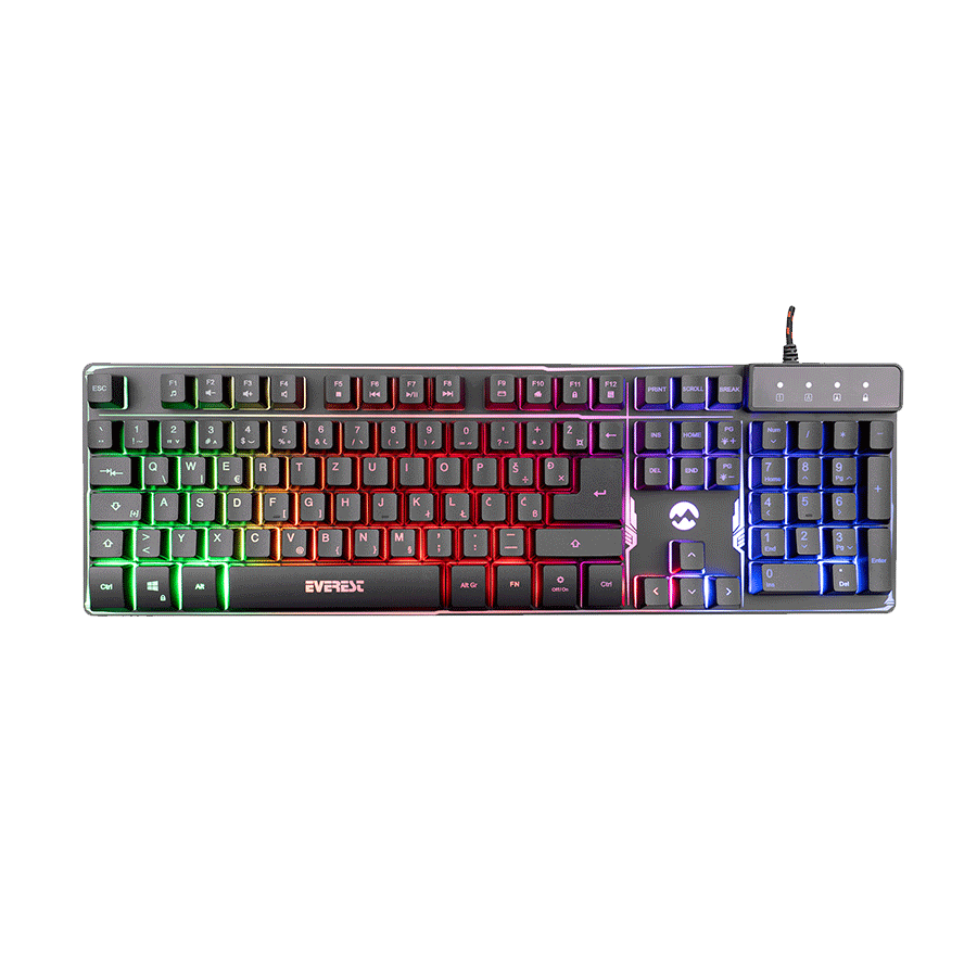 Tastatura gaming Everest KB-GX9 Black USB Rainbow Color Backlight, BiH layout, 35078