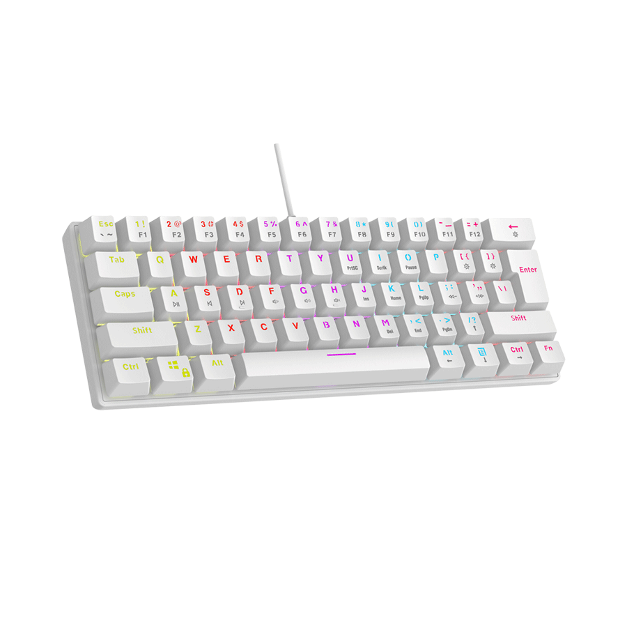 Tastatura gaming RAMPAGE PLOWER K60 White US Layout Wrist Support Blue Switch Gaming Keyboard, 37254 - Image 2