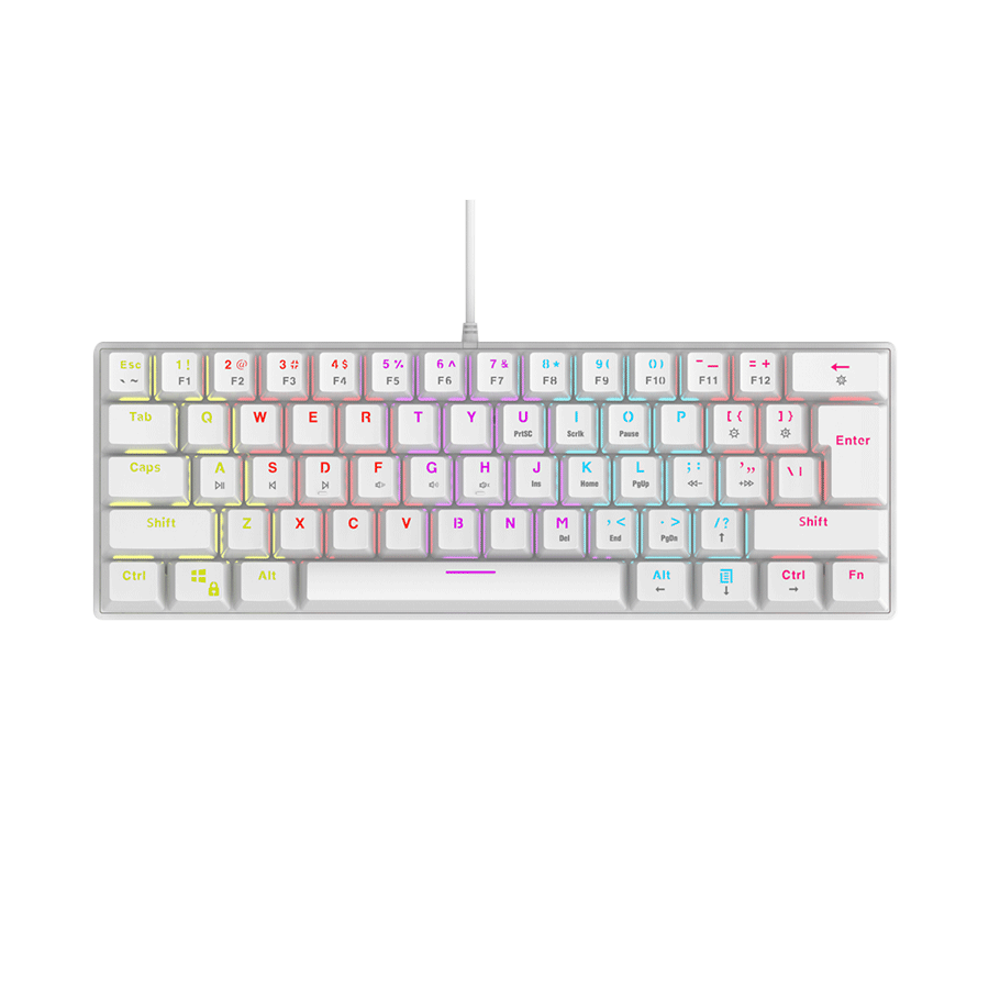 Tastatura gaming RAMPAGE PLOWER K60 White US Layout Wrist Support Blue Switch Gaming Keyboard, 37254 - Image 3