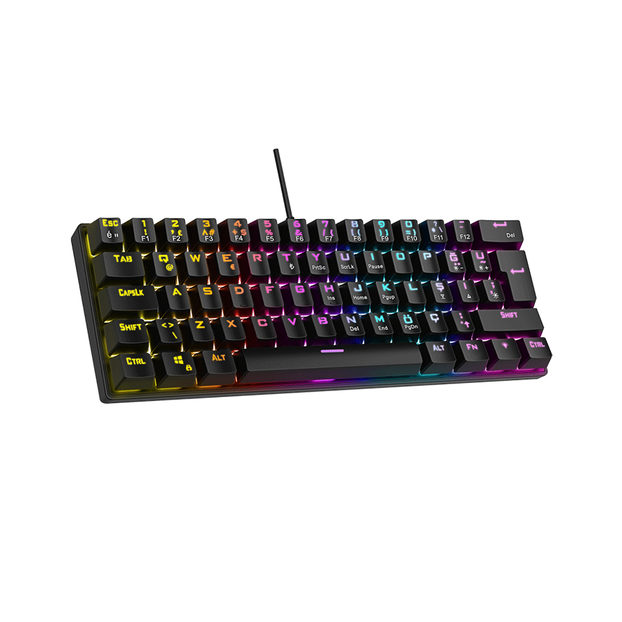 Tastatura gaming RAMPAGE PLOWER K60 Black US Layout Wrist Support Blue Switch Gaming Keyboard, 37257 - Image 2