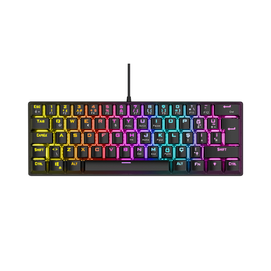 Tastatura gaming RAMPAGE PLOWER K60 Black US Layout Wrist Support Blue Switch Gaming Keyboard, 37257 - Image 3