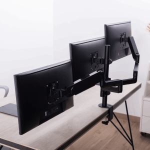 NOSAČ ZA TRI MONITORA GEMBIRD MA-DA3-01, montaža na stol, (full-motion), do 27”, up to 7 kg