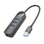 USB HUB + GLAN Ethernet Adapter BOROFONE DH6 Erudite 4-in-1, USB3.0x3 +RJ45