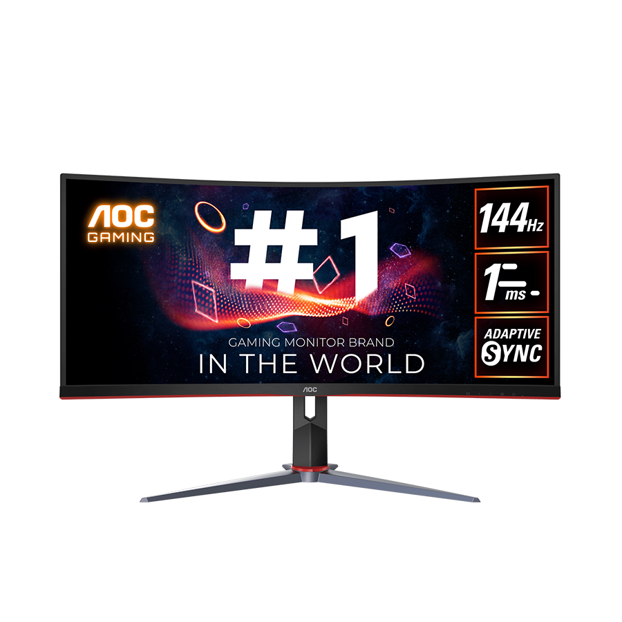 MONITOR AOC 34″” Gaming CU34G2XP 34” Curved VA, 21:9, 3440×1440, 180Hz, 1ms, 430 cd/m2, 4000:1, HDMI, DP, PbP, PiP, Ergonomic, Black-Red, VESA 3y
