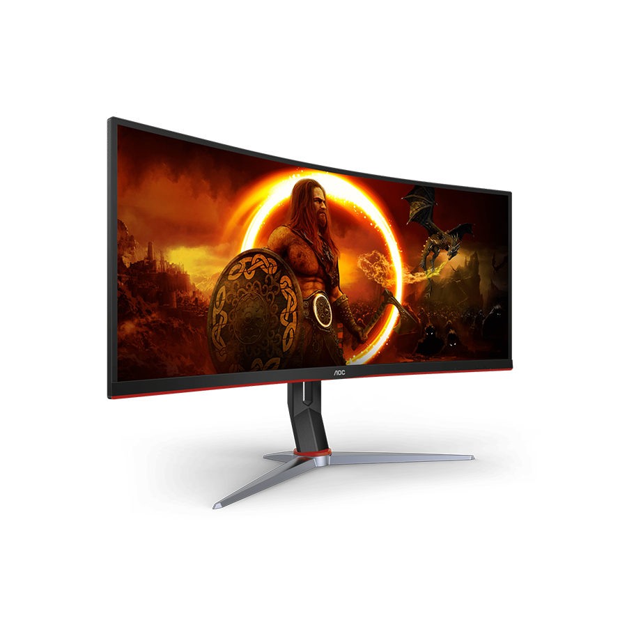 MONITOR AOC 34″” Gaming CU34G2XP 34” Curved VA, 21:9, 3440×1440, 180Hz, 1ms, 430 cd/m2, 4000:1, HDMI, DP, PbP, PiP, Ergonomic, Black-Red, VESA 3y