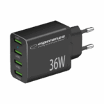 USB punjač 4xUSB-A, ESPERANZA  QUICK POWER CHARGER 36W 4x USB-A QC 3.0 18W, EZC107K