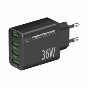 USB punjač 4xUSB-A, ESPERANZA  QUICK POWER CHARGER 36W 4x USB-A QC 3.0 18W, EZC107K