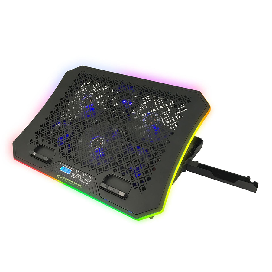 Postolje za notebook gaming ESPERANZA RGB ILLUMINATED NOTEBOOK COOLING PAD WITH MOBILE PHONE STAND GALERNE EGC109