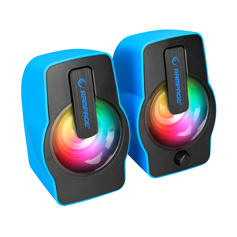 Zvučnici 2.0 gaming RAMPAGE RMS-G7 FALSETTO, 6W, RGB LED blue, 3,5mm + USB napajanje, 30258