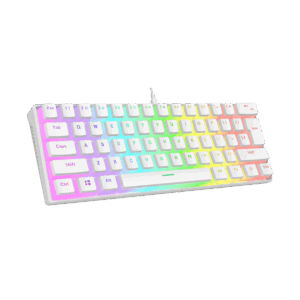 Tastatura gaming RAMPAGE RADIANT K11 white, red switch, Type-C, RGB,  US Layout, pudding keycaps, 38969