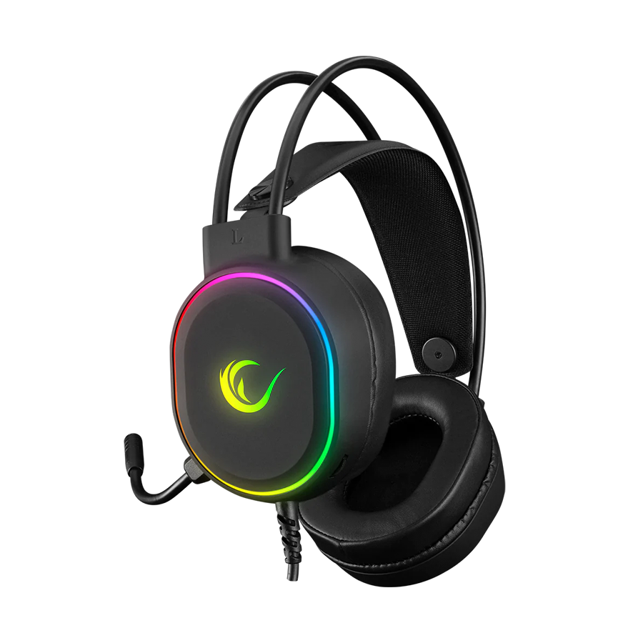 Slušalice sa mikrofonom gaming RAMPAGE ROGUE BLACK USB RGB Led Gaming Headset with Long flexible Microphone. In Line Control, 36162