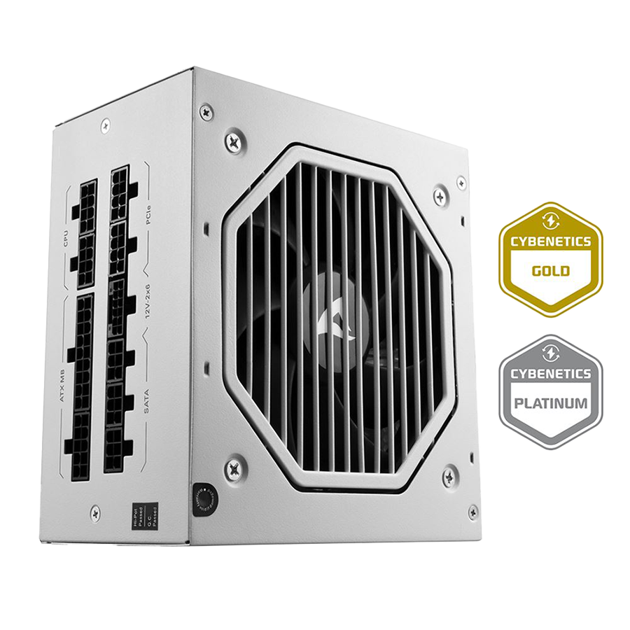 Napojna jedinica SHARKOON gaming Rebel P20 850W WHITE ATX 3.1, LLC+DC-to-DC, Fully-Modular, Cybenetics Gold