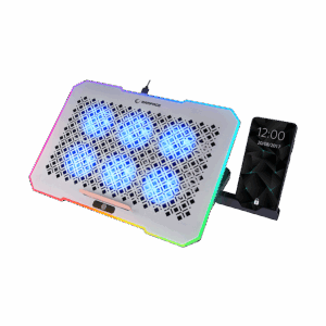 Postolje za notebook gaming Rampage S48 FREEZ Silver 10 Mode RGB 70*70*10MM*6 Fan 9'-17' Notebook Cooler Stand, 40724