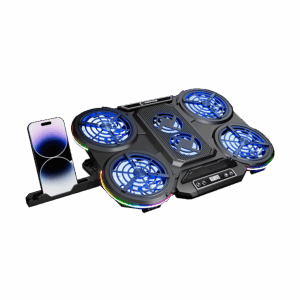Postolje za notebook gaming Rampage PROTE R6 RGB Lighted Notebook Cooler Stand with Phone Holder and 6 Fans, 39395