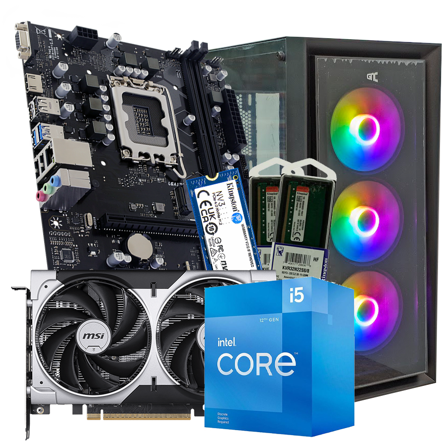 GNC GAMER OMEGA H610 i5-12400F 16GB DDR4 SSD 500 GB RTX 5050 8 GB GAMING KUCISTE NO-OS G2Y