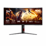 MONITOR AOC CU34G4Z 34" Curved Fast VA, WQHD 3440x1440, 240Hz, 1500R, 1ms, DisplayHDR 400, Adaptive Sync, 2x HDMI 2.1, 1x DP 1.4, USB hub, Ergonomic