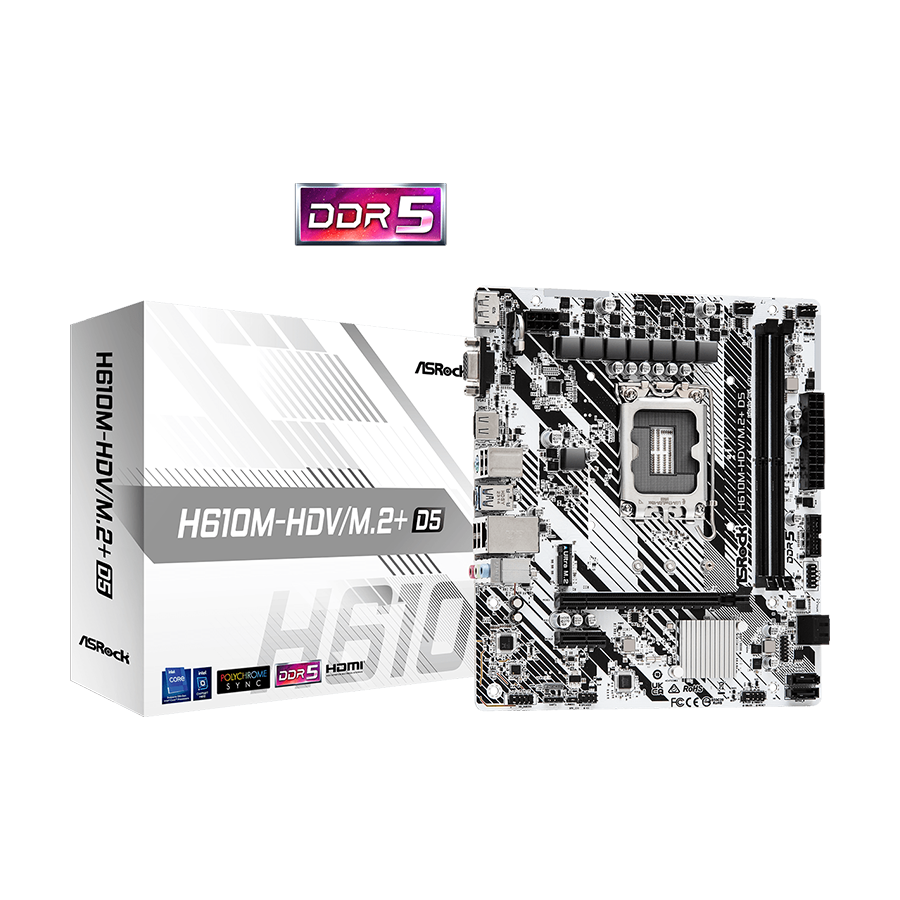 ASROCK MB H610M-HDV/M.2+ D5 Intel H610;2xDDR5;VGA,HDMI,DP micro ATX, H610M-HDV/M.2PLUSD5
