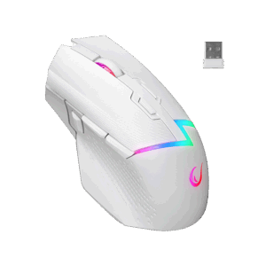 Miš gaming RAMPAGE DROP M3 V2 24000 DPI 3311 Sensor White RGB Rechargeable Wireless 80 Million Huano Switch Gaming Mouse, 42562