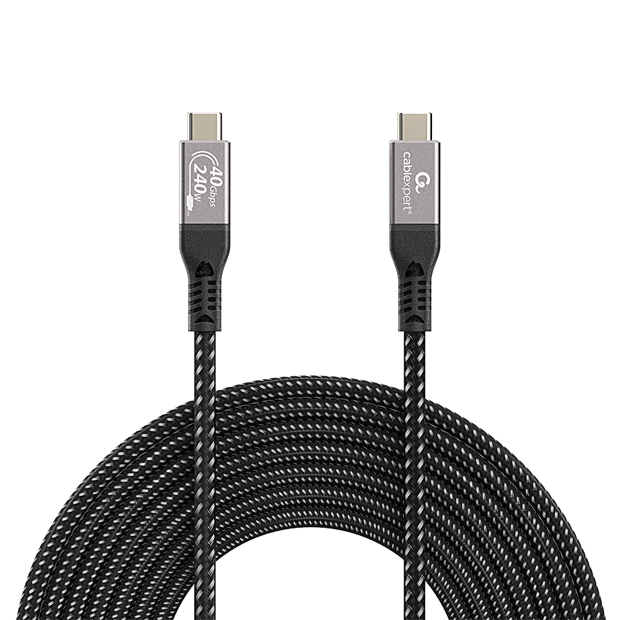 USB USB4 Gen 3×2 kabl 240W, 40 Gbps Type-C to Type-C Power Delivery (PD) charging & data cable, 0.5 m GEMBIRD CCBP-USB4-CMCM240-0.5M