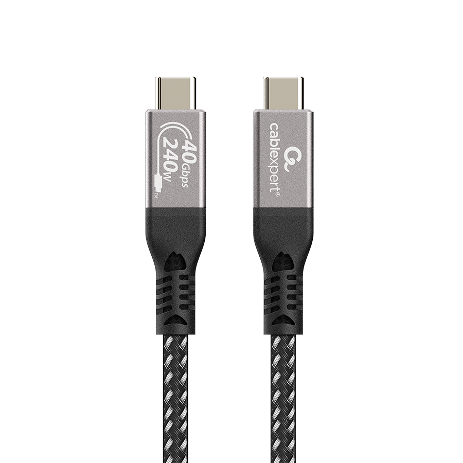 USB USB4 Gen 3×2 kabl 240W, 40 Gbps Type-C to Type-C Power Delivery (PD) charging & data cable, 0.5 m GEMBIRD CCBP-USB4-CMCM240-0.5M