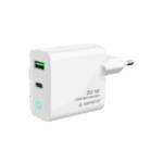 USB punjač 1xType-C + 1xUSB-A fast charger, 20W, white, LED, GEMBIRD, TA-UC-PDQC20L-W-01