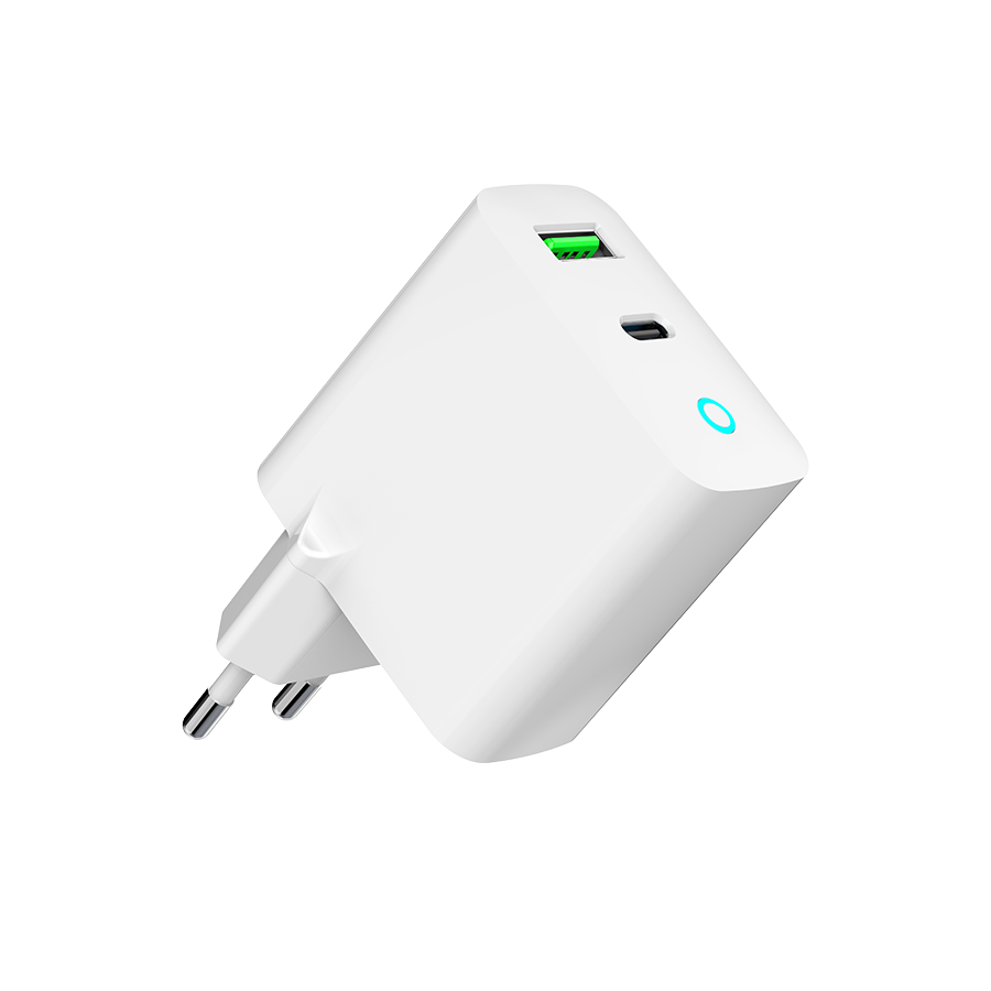 USB punjač 1xType-C + 1xUSB-A fast charger, 20W, white, LED, GEMBIRD, TA-UC-PDQC20L-W-01 - Image 3