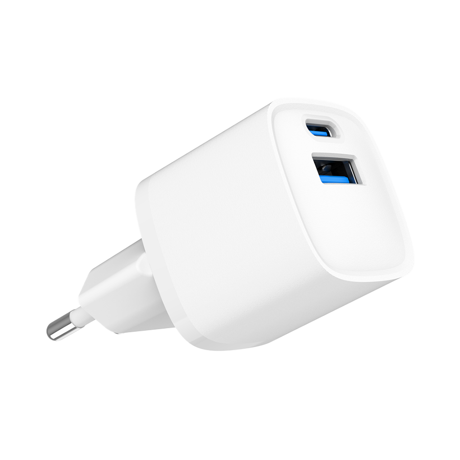 USB punjač 1xType-C + 1xUSB-A fast charger, 20W, white, GEMBIRD, TA-UC-PDQC20-W-01 - Image 2