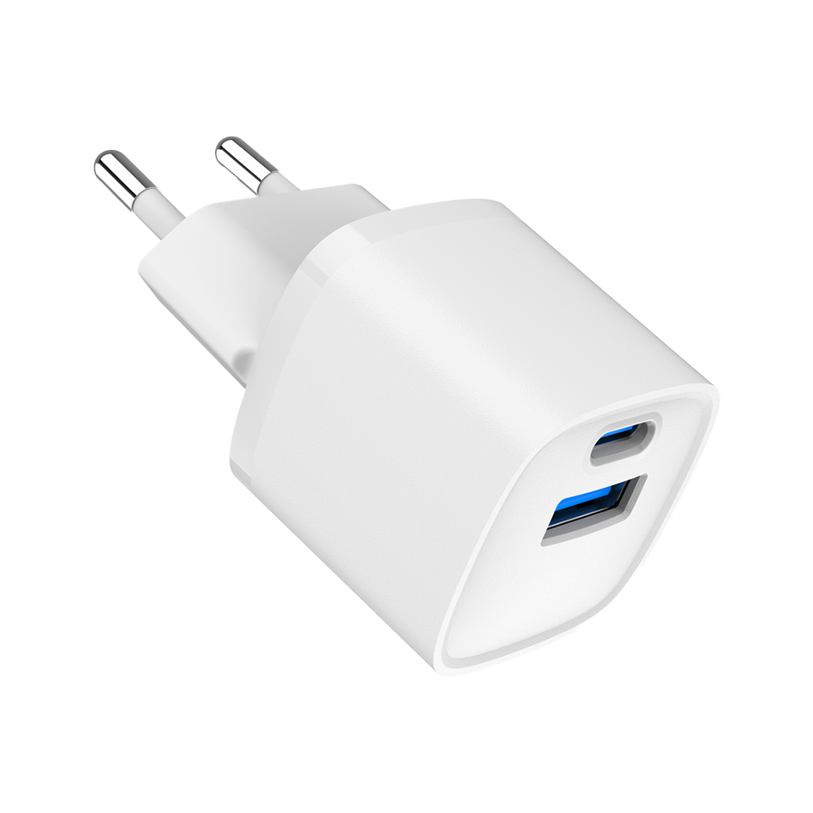 USB punjač 1xType-C + 1xUSB-A fast charger, 20W, white, GEMBIRD, TA-UC-PDQC20-W-01 - Image 3