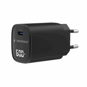 USB punjač Type-C fast charger, 60W USB LCD, black, GEMBIRD, TA-UC-1C-PD60LCD-01-BK