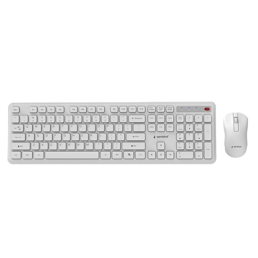 Tastatura + miš wireless GEMBIRD KBS-WPS-01-W, Slim Pro Business desktop set, white, US layout