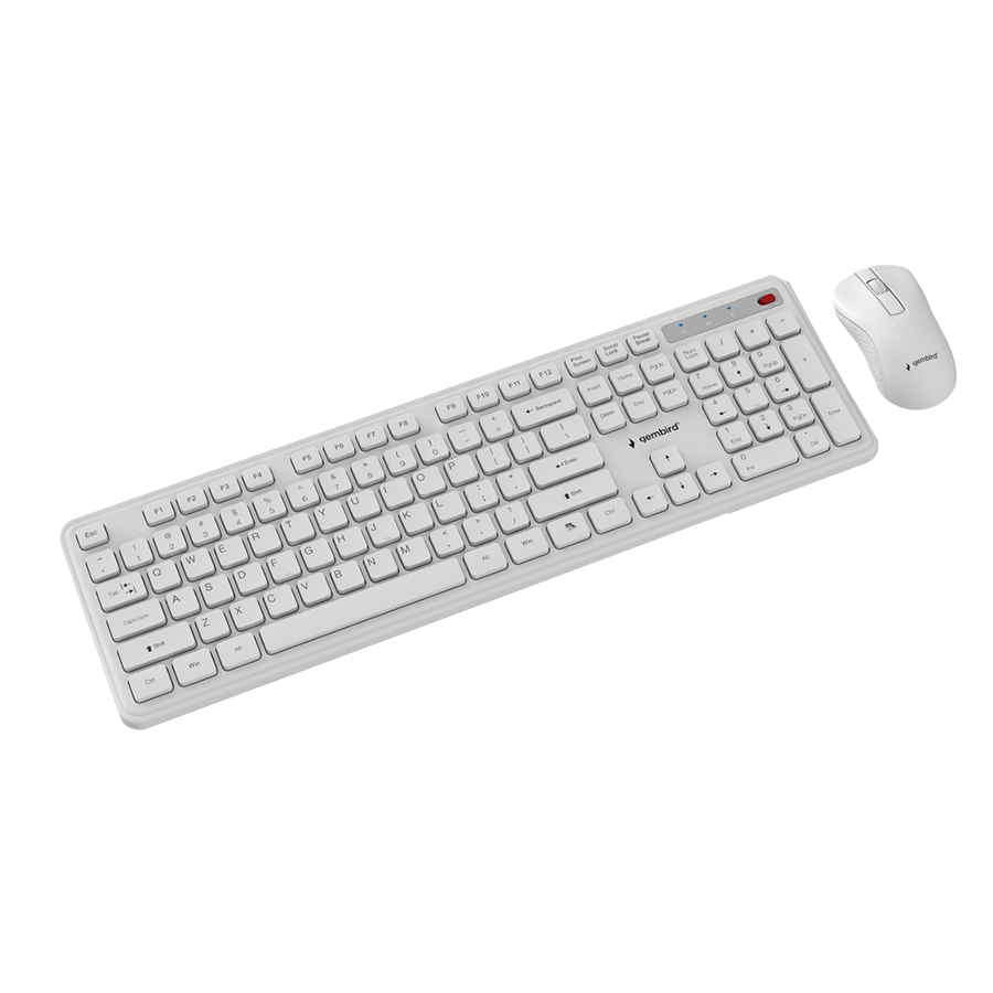 Tastatura + miš wireless GEMBIRD KBS-WPS-01-W, Slim Pro Business desktop set, white, US layout