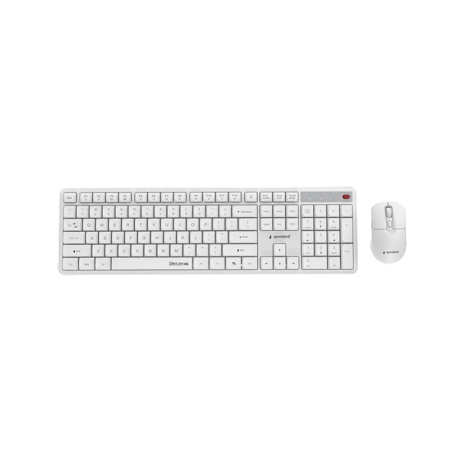 Tastatura + miš wireless GEMBIRD KBS-WMS-01-W, Silent key Pro Business desktop set, white, US layout