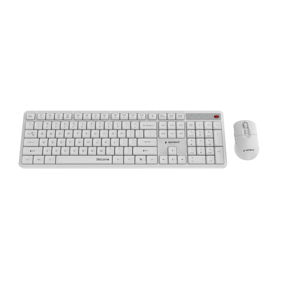 Tastatura + miš wireless GEMBIRD KBS-WMS-01-W, Silent key Pro Business desktop set, white, US layout