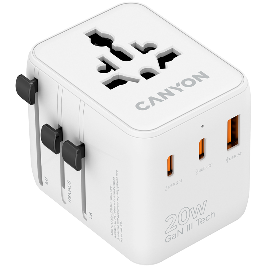 CANYON Travel Adapter OnTour 20 EU/UK/US/AUS