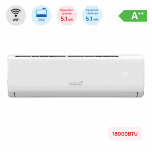 Klima Green Tech 18000BTU, 5.1kW, A++, R32, -22°C ~ 53°C, s grijačem, WiFi, bij.