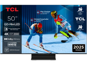 TCL 50"C7K 4K QD-Mini LED TV; 144Hz Google TV; Crystglow HVA Panel; Game Master; Audio Bang & Olufsen; HDR Premium; HDR10+ HDR10 HLG; Netflix Youtube Amazon Prime Apple TV; Chromecast & T-cast; HDMI: 4x 2.1; USB: 1x 3.0;