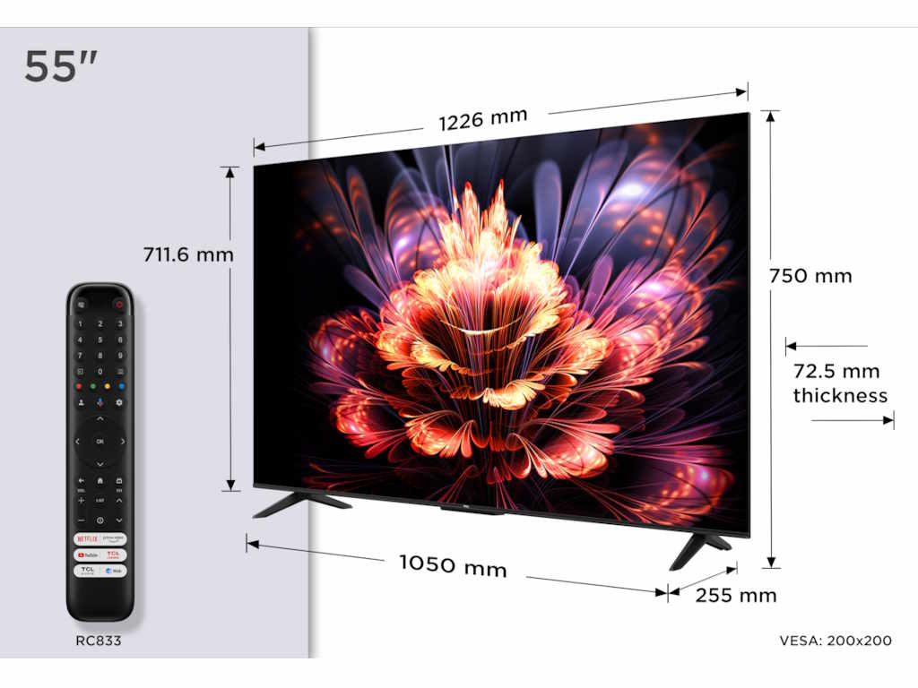 TCL 55″V6C 4K TV Google OSHDR10 HVA Panel Motion ClarityDolby Audio; AiPQ Processor;