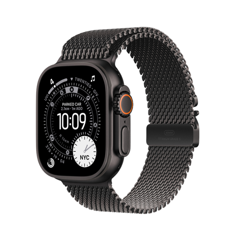 Apple Watch Ultra 3 49mm BlackTitanium Case+Black Titanium Milanese Loop MF1N4 S/M