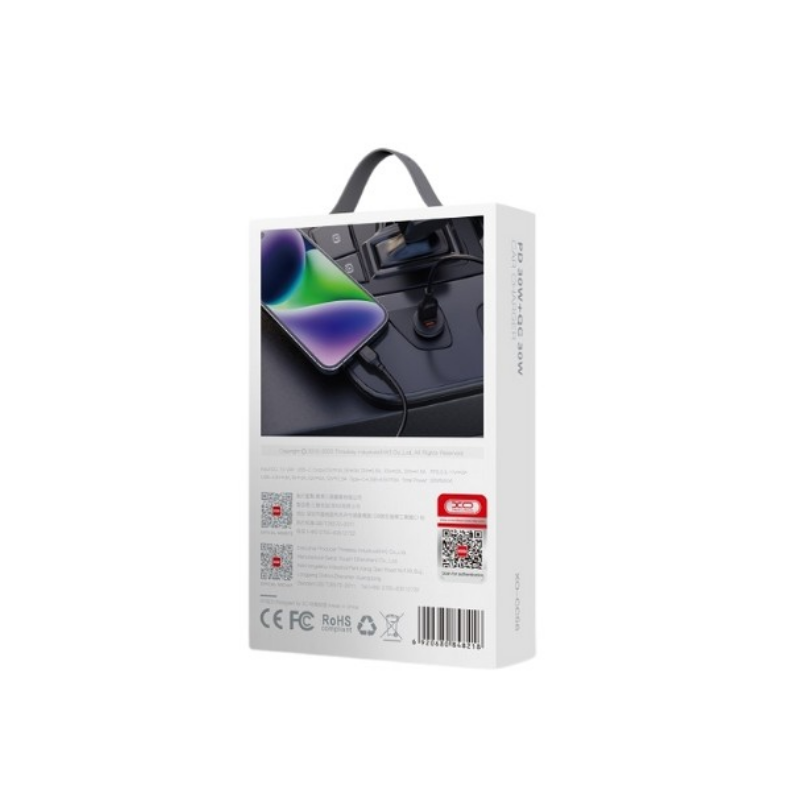 Auto punjac XO CC56 30W USB+Type C + kabal type-C Crni