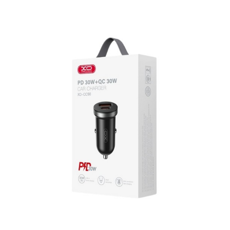 Auto punjac XO CC56 30W USB+Type C + kabal type-C Crni