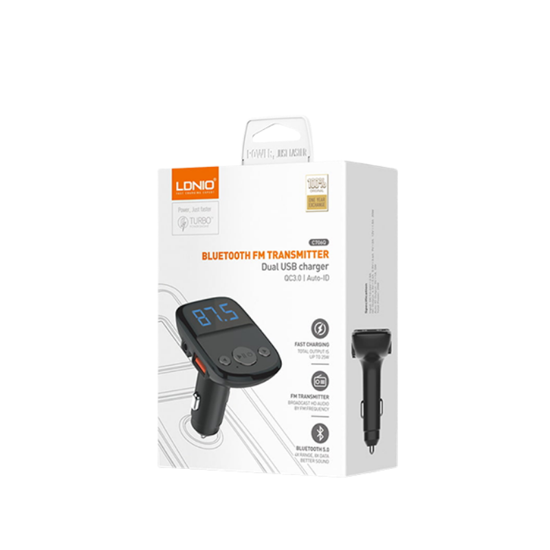 FM Bluetooth transmiter LDNIO C706Q 3.6A 25W + Type C