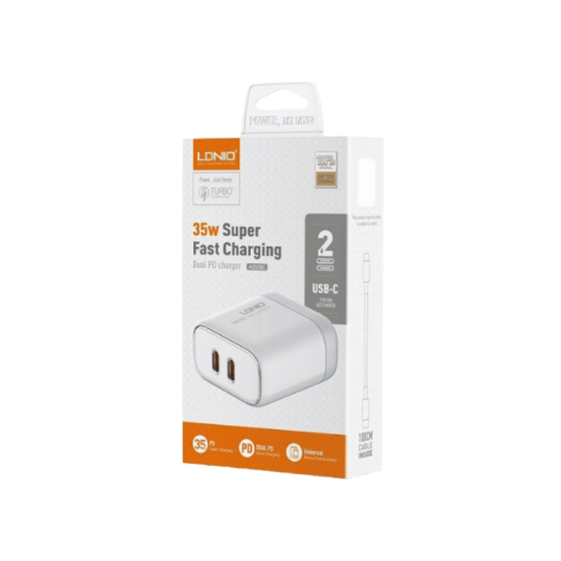 Kucni punjac LDNIO A2528C 35W PD (USB-C + USB-C) USB-C + kabal Lightning