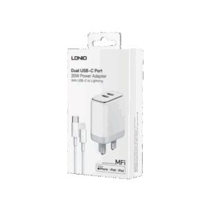 MFi Kucni punjac LDNIO A2528M 35W PD (2xUSB-C) kabal iPhone