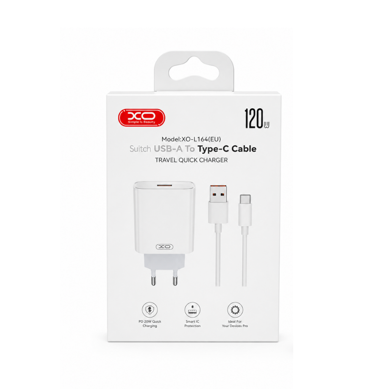 Kucni punjac XO L164 USB-C 120W fast White – glava za Xiaomi