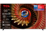 TCL 98"C8K 4K QD-Mini LED TV; 144Hz Google TV; ZeroBorder; Audio BANG & OLUFSEN; HDR Premium 5000; CrystGlow WHVA Panel; Motion Clarity Pro;  HDR10+ HDR10 HLG; Netflix Youtube Amazon Prime Apple TV; Chromecast & T-cast; HDMI: 4x 2.1; USB: 1x 3.0;