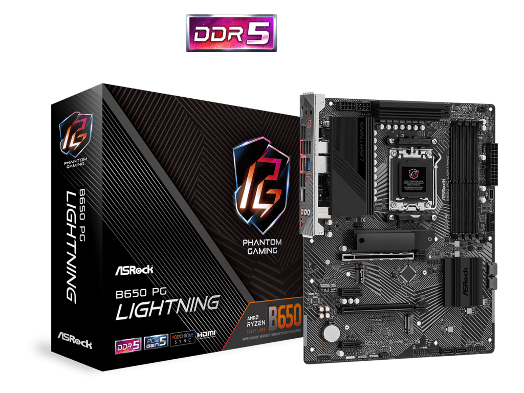 ASROCK MB B650 PG LIGHTNING; AMD B650; AM5; 4xDDR5; 3xM.2; 4xSATA; RAID; HDMI; ATX