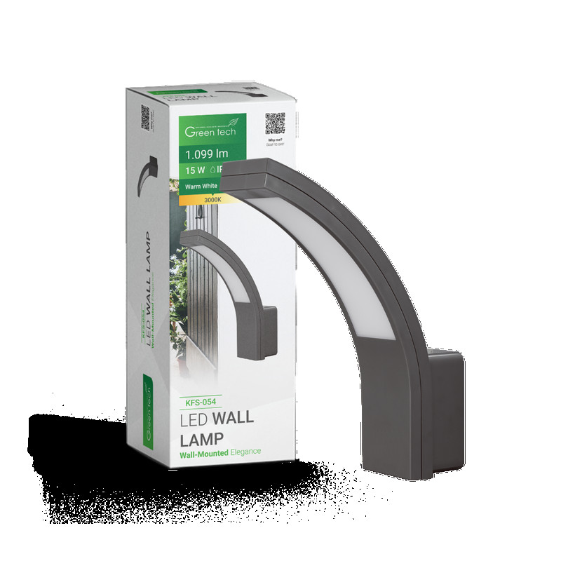 GreenTech zidna vanjska svjetiljka 15W 3000K crna